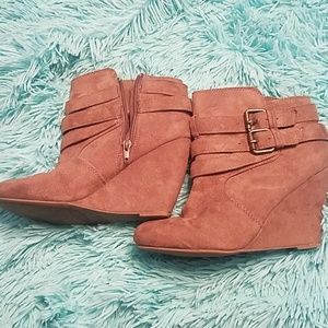 Nine West suede wedge booties